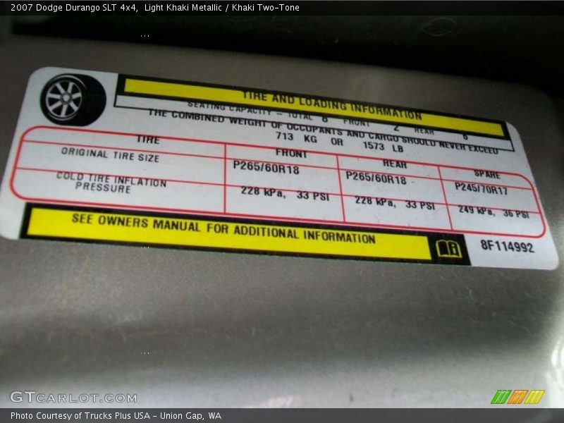 Light Khaki Metallic / Khaki Two-Tone 2007 Dodge Durango SLT 4x4