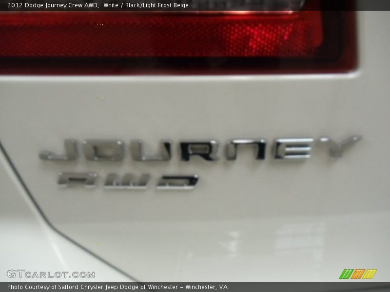 White / Black/Light Frost Beige 2012 Dodge Journey Crew AWD
