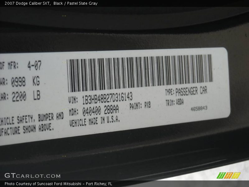 Black / Pastel Slate Gray 2007 Dodge Caliber SXT