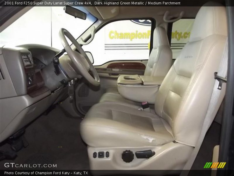Dark Highland Green Metallic / Medium Parchment 2001 Ford F250 Super Duty Lariat Super Crew 4x4