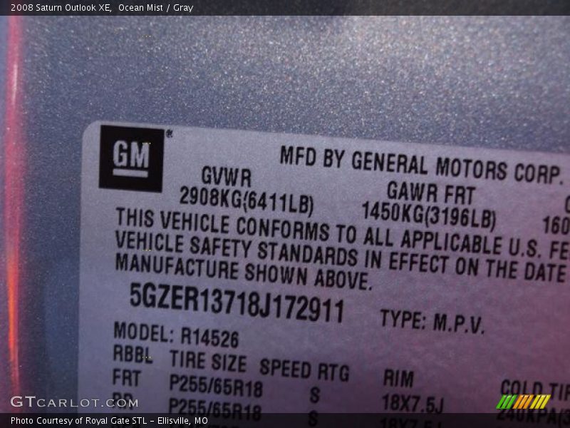 Ocean Mist / Gray 2008 Saturn Outlook XE