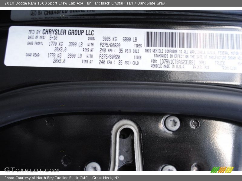 Brilliant Black Crystal Pearl / Dark Slate Gray 2010 Dodge Ram 1500 Sport Crew Cab 4x4