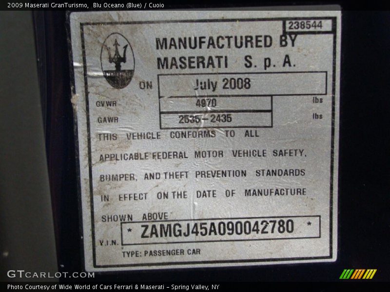 Blu Oceano (Blue) / Cuoio 2009 Maserati GranTurismo