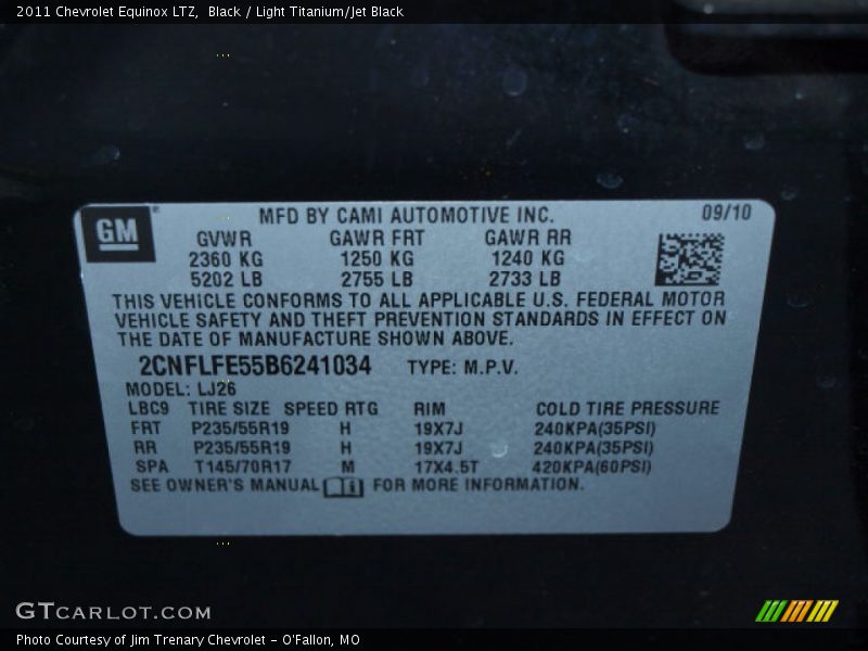 Black / Light Titanium/Jet Black 2011 Chevrolet Equinox LTZ