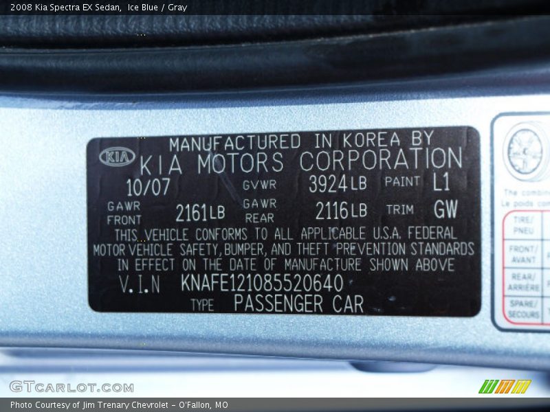 Ice Blue / Gray 2008 Kia Spectra EX Sedan