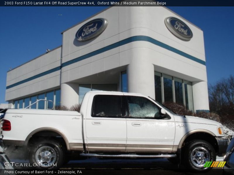 Oxford White / Medium Parchment Beige 2003 Ford F150 Lariat FX4 Off Road SuperCrew 4x4