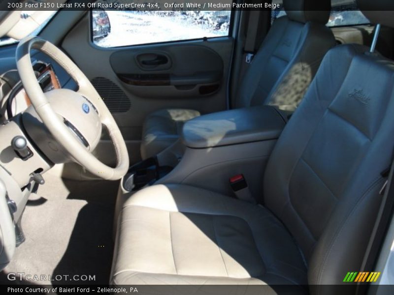 Oxford White / Medium Parchment Beige 2003 Ford F150 Lariat FX4 Off Road SuperCrew 4x4