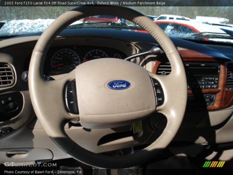 Oxford White / Medium Parchment Beige 2003 Ford F150 Lariat FX4 Off Road SuperCrew 4x4