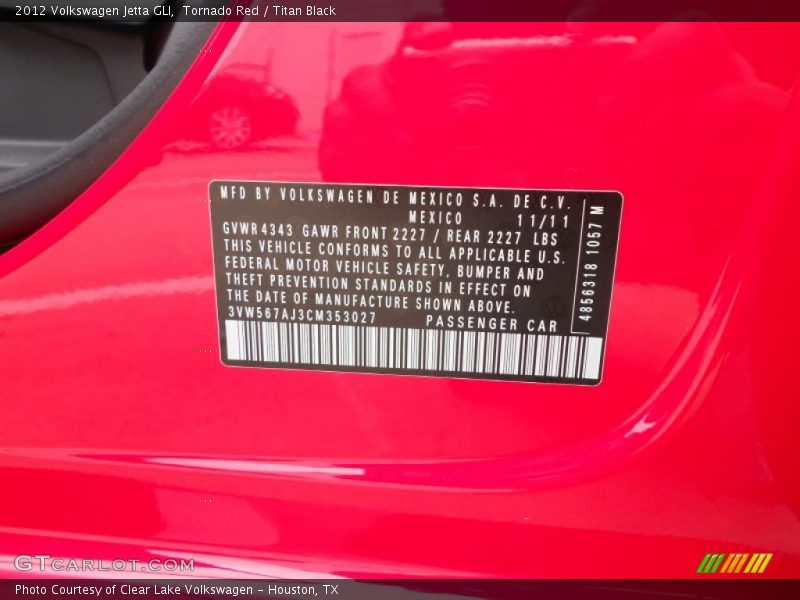 Tornado Red / Titan Black 2012 Volkswagen Jetta GLI