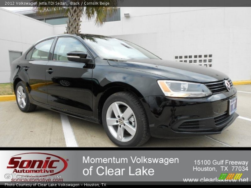 Black / Cornsilk Beige 2012 Volkswagen Jetta TDI Sedan