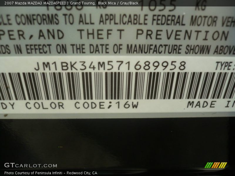 Black Mica / Gray/Black 2007 Mazda MAZDA3 MAZDASPEED3 Grand Touring