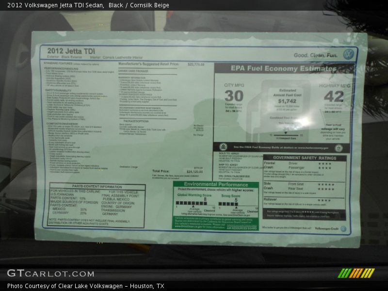 Black / Cornsilk Beige 2012 Volkswagen Jetta TDI Sedan