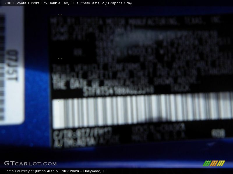 Blue Streak Metallic / Graphite Gray 2008 Toyota Tundra SR5 Double Cab