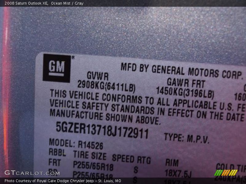 Ocean Mist / Gray 2008 Saturn Outlook XE