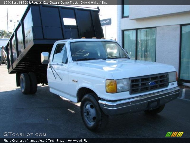 Oxford White / Blue 1990 Ford F350 XL Regular Cab Chassis Dump Truck