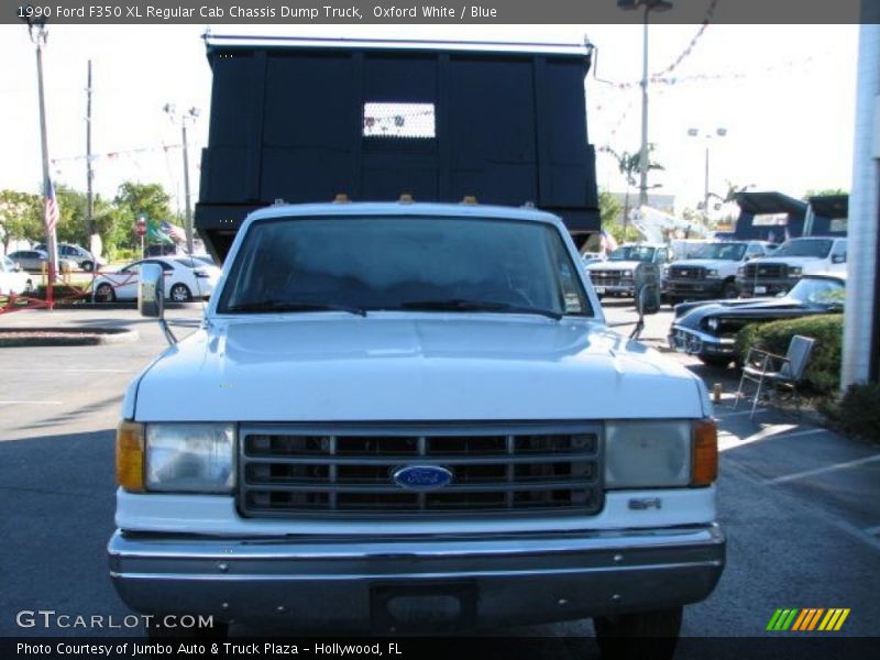 Oxford White / Blue 1990 Ford F350 XL Regular Cab Chassis Dump Truck