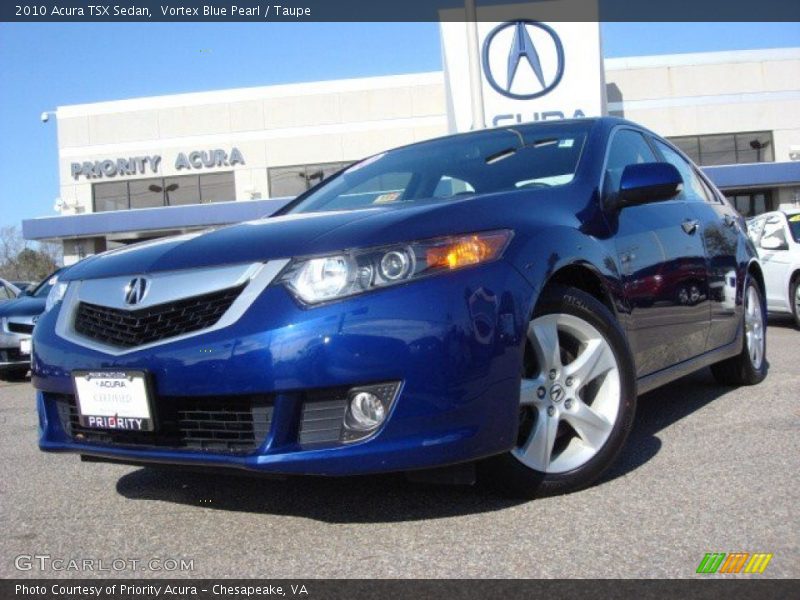 Vortex Blue Pearl / Taupe 2010 Acura TSX Sedan