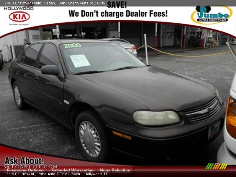 Dark Cherry Metallic / Gray 2000 Chevrolet Malibu Sedan