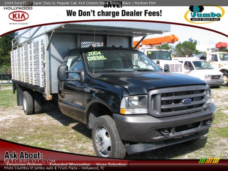 Black / Medium Flint 2004 Ford F550 Super Duty XL Regular Cab 4x4 Chassis Stake Truck