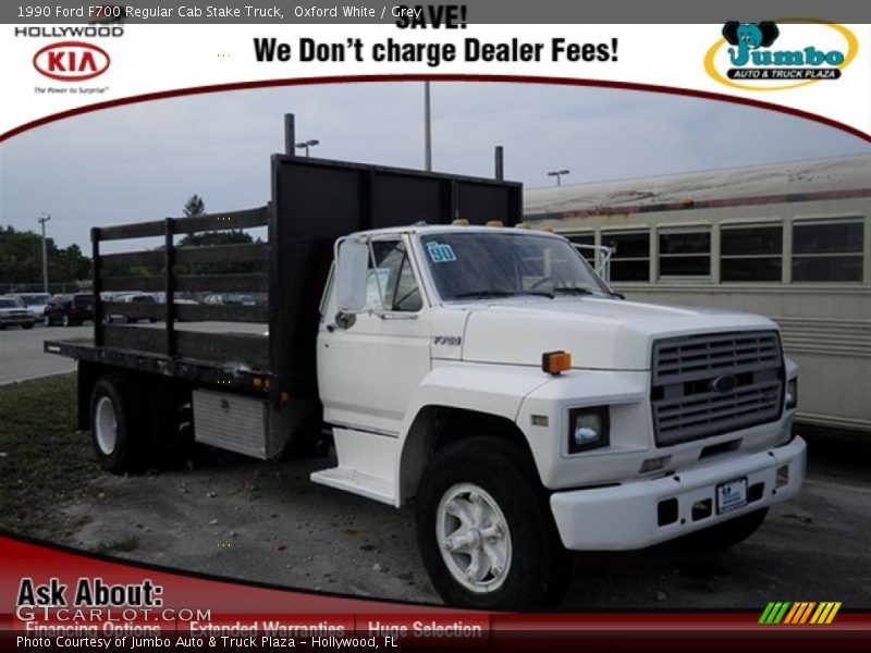 Oxford White / Grey 1990 Ford F700 Regular Cab Stake Truck