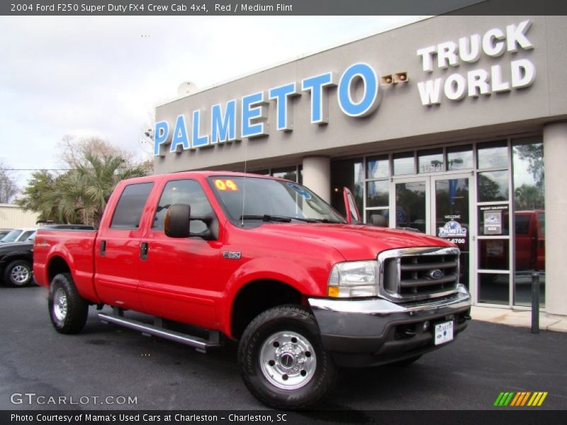 Red / Medium Flint 2004 Ford F250 Super Duty FX4 Crew Cab 4x4