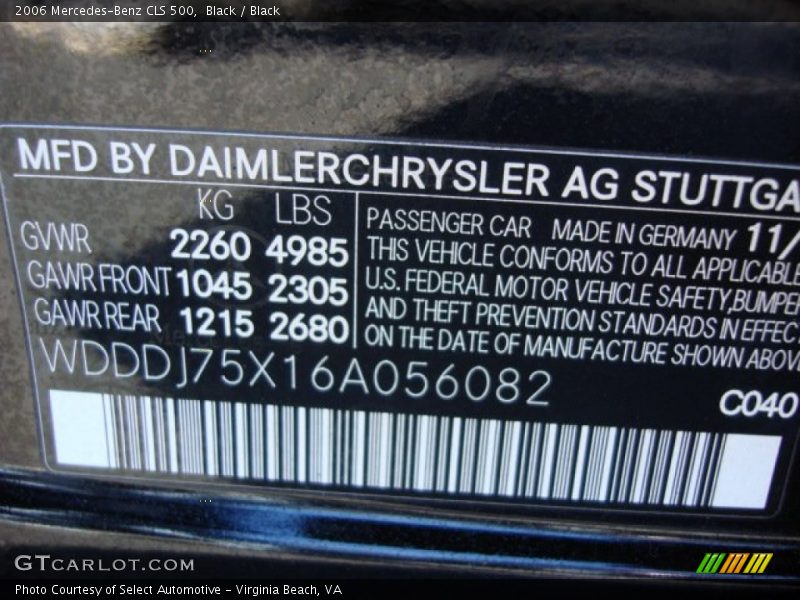 Black / Black 2006 Mercedes-Benz CLS 500