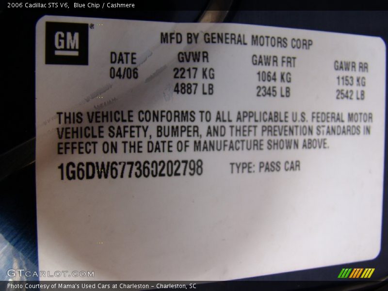 Blue Chip / Cashmere 2006 Cadillac STS V6