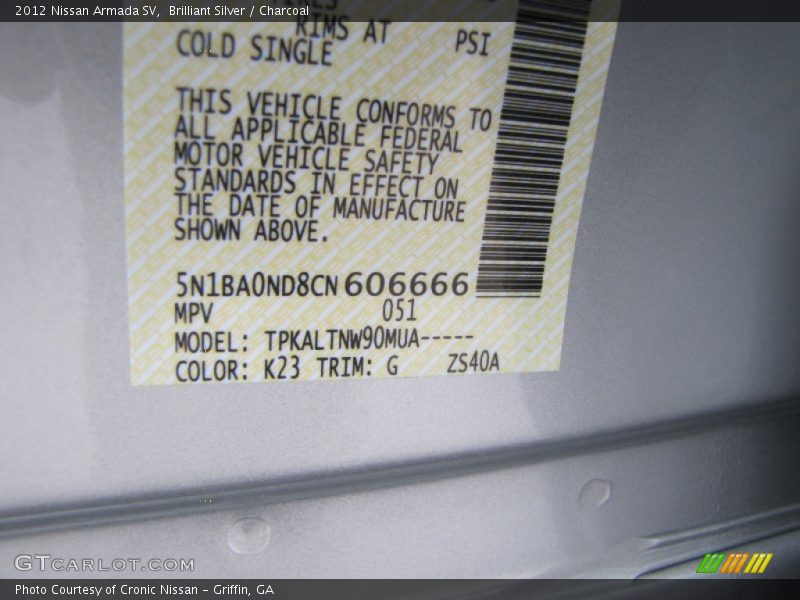 Brilliant Silver / Charcoal 2012 Nissan Armada SV