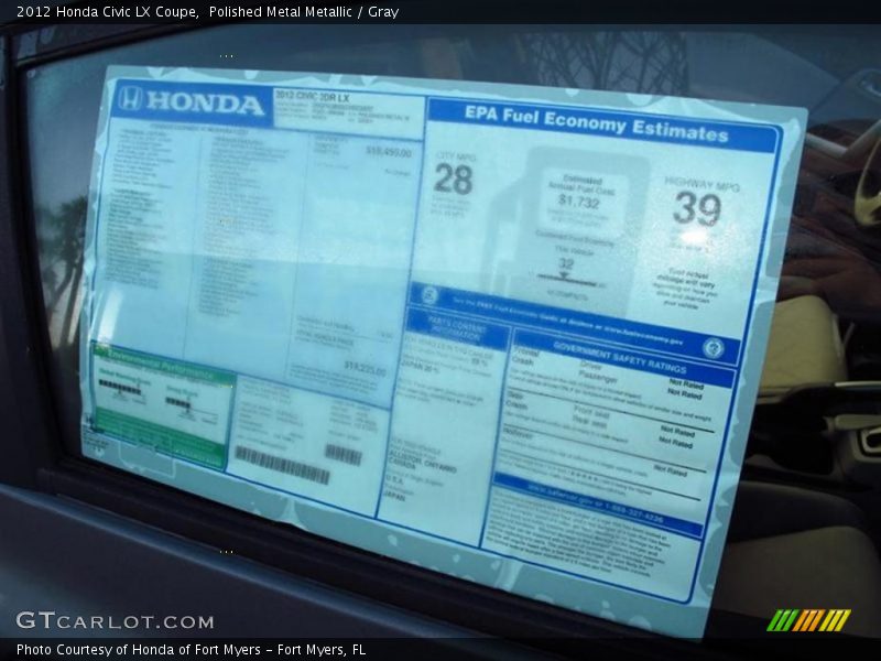Polished Metal Metallic / Gray 2012 Honda Civic LX Coupe