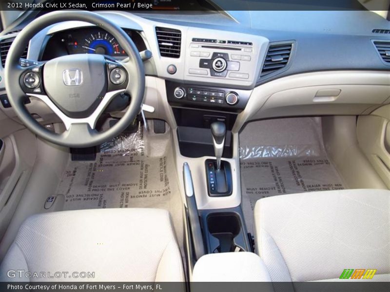 Crimson Pearl / Beige 2012 Honda Civic LX Sedan