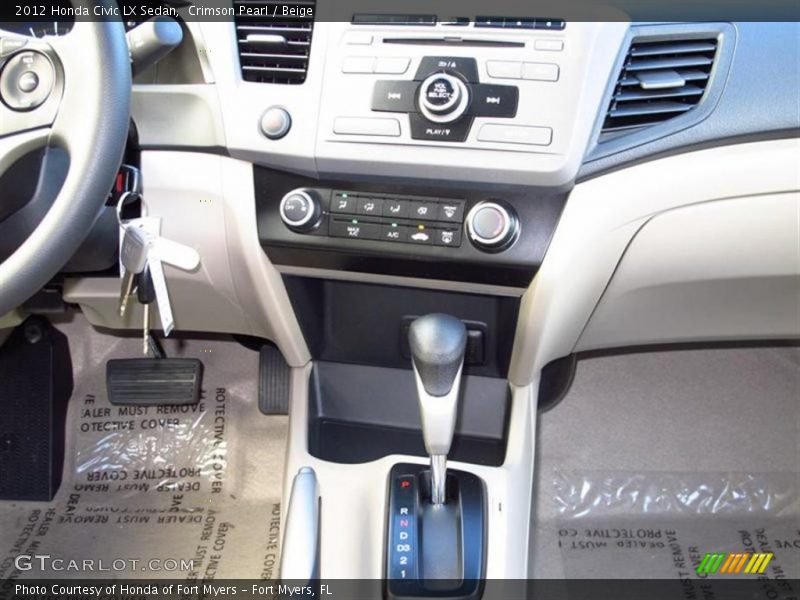 Crimson Pearl / Beige 2012 Honda Civic LX Sedan