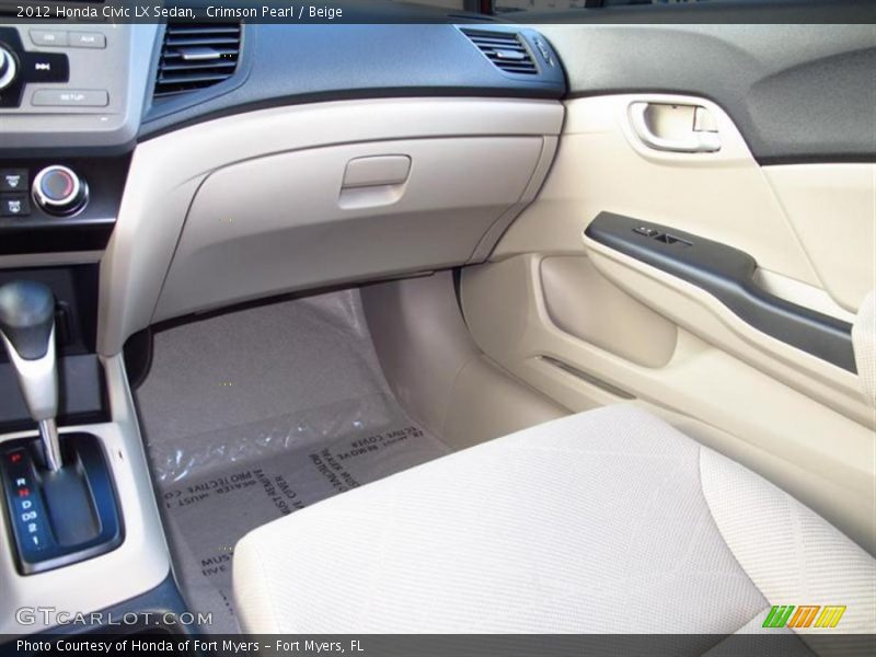 Crimson Pearl / Beige 2012 Honda Civic LX Sedan