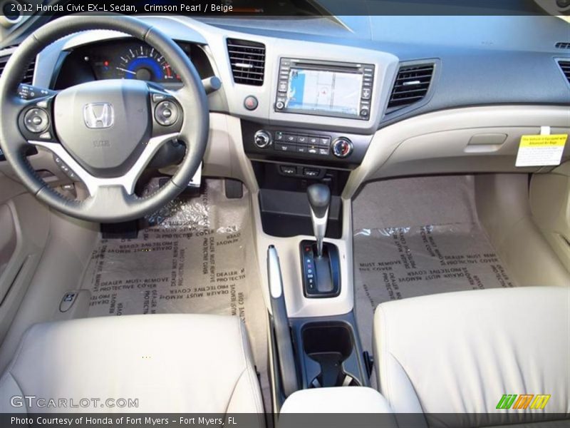 Crimson Pearl / Beige 2012 Honda Civic EX-L Sedan