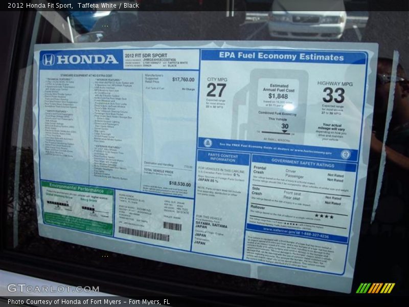 Taffeta White / Black 2012 Honda Fit Sport