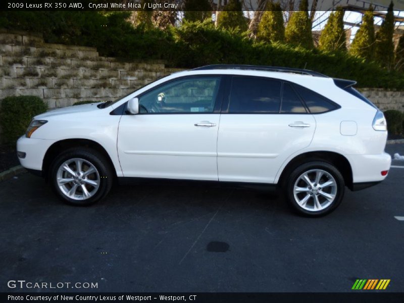 Crystal White Mica / Light Gray 2009 Lexus RX 350 AWD