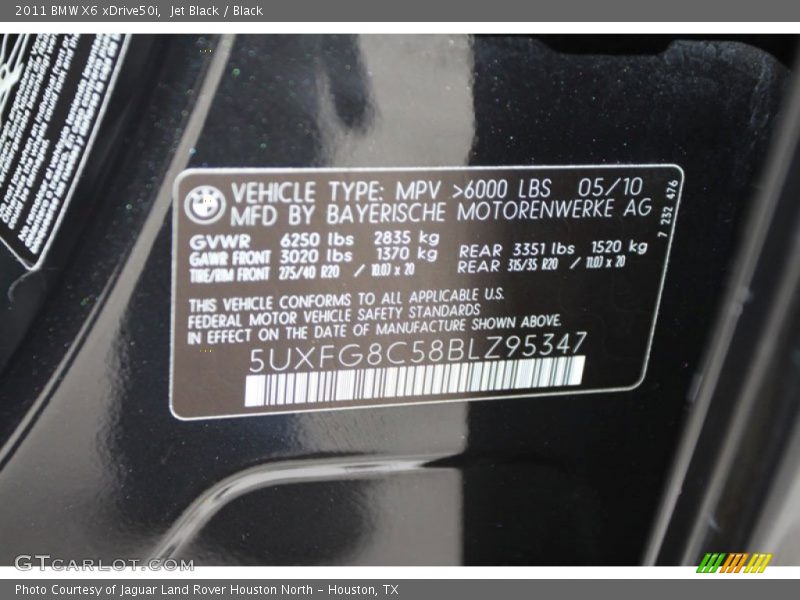 Jet Black / Black 2011 BMW X6 xDrive50i
