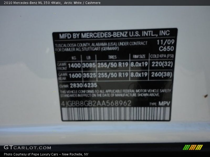 Arctic White / Cashmere 2010 Mercedes-Benz ML 350 4Matic