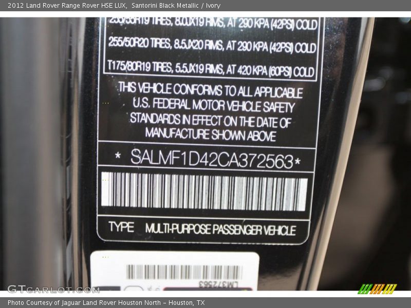 Santorini Black Metallic / Ivory 2012 Land Rover Range Rover HSE LUX