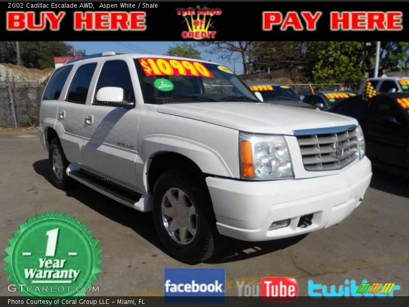 Aspen White / Shale 2002 Cadillac Escalade AWD
