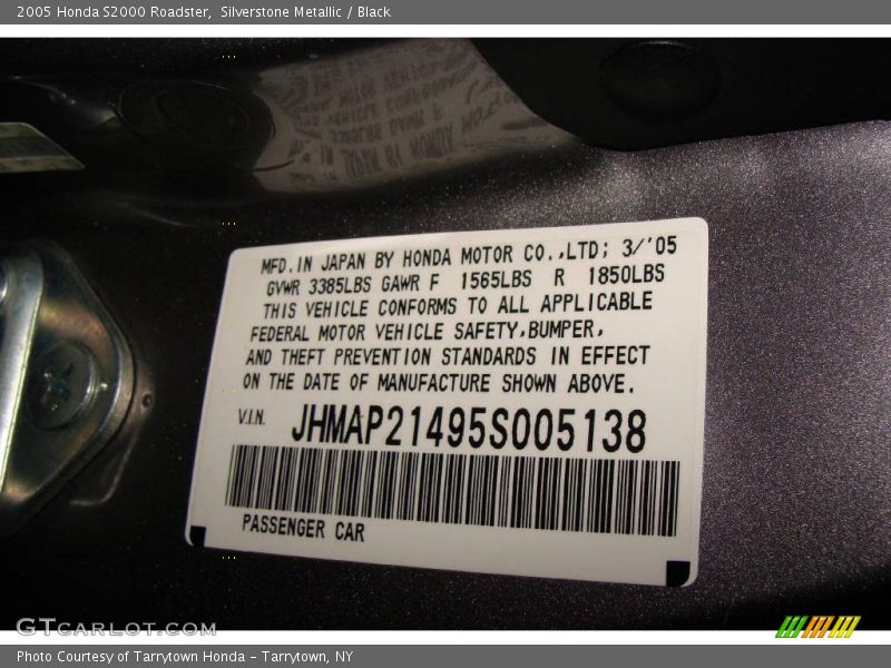 Silverstone Metallic / Black 2005 Honda S2000 Roadster