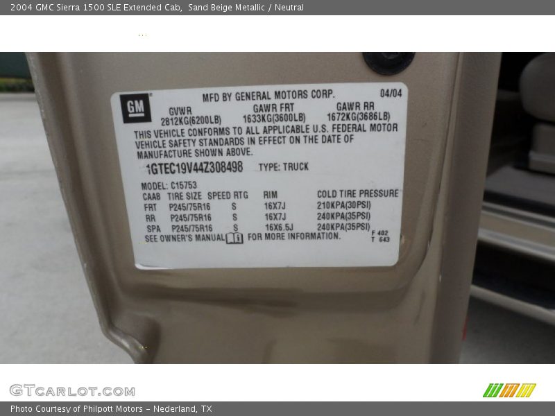Sand Beige Metallic / Neutral 2004 GMC Sierra 1500 SLE Extended Cab