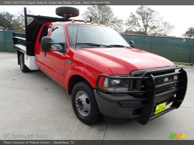 Red / Medium Flint 2002 Ford F350 Super Duty XL Crew Cab Dump Truck