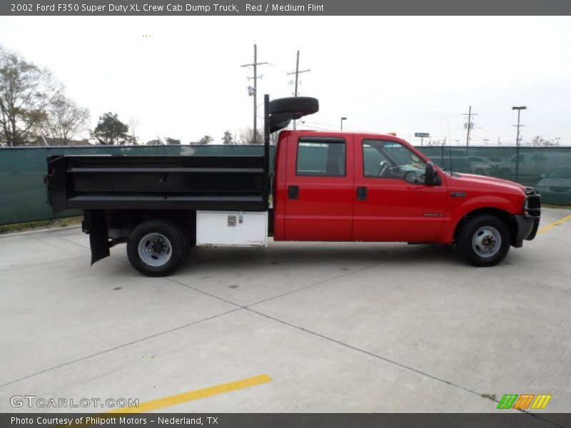 Red / Medium Flint 2002 Ford F350 Super Duty XL Crew Cab Dump Truck