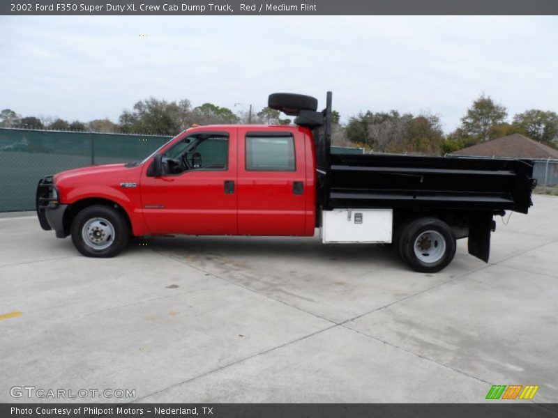 Red / Medium Flint 2002 Ford F350 Super Duty XL Crew Cab Dump Truck