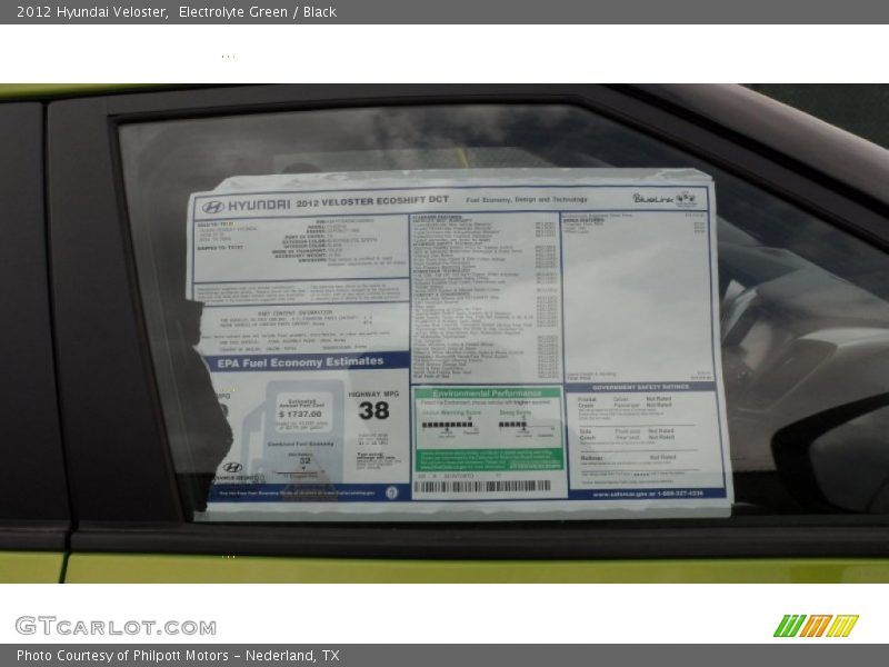  2012 Veloster  Window Sticker