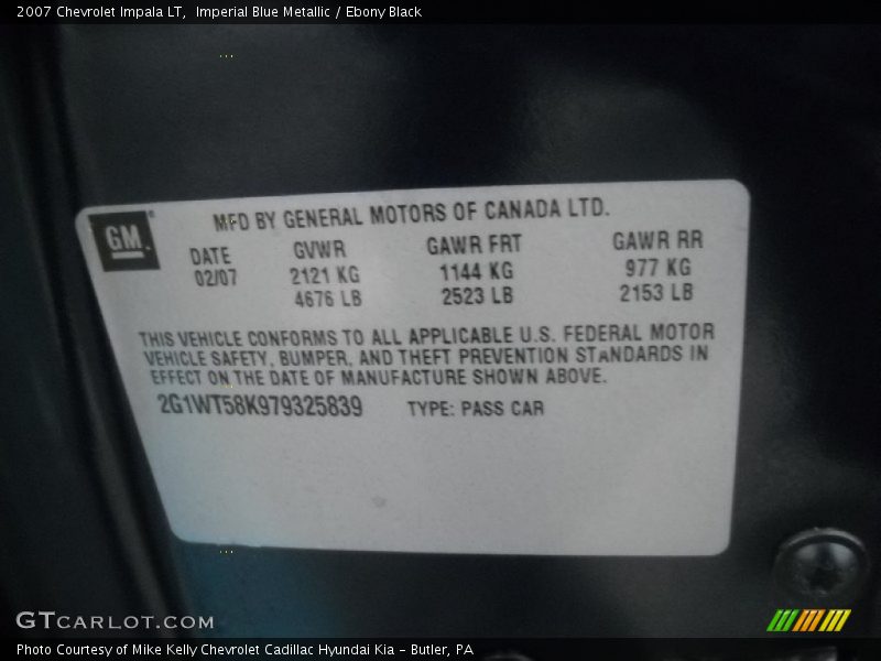 Imperial Blue Metallic / Ebony Black 2007 Chevrolet Impala LT