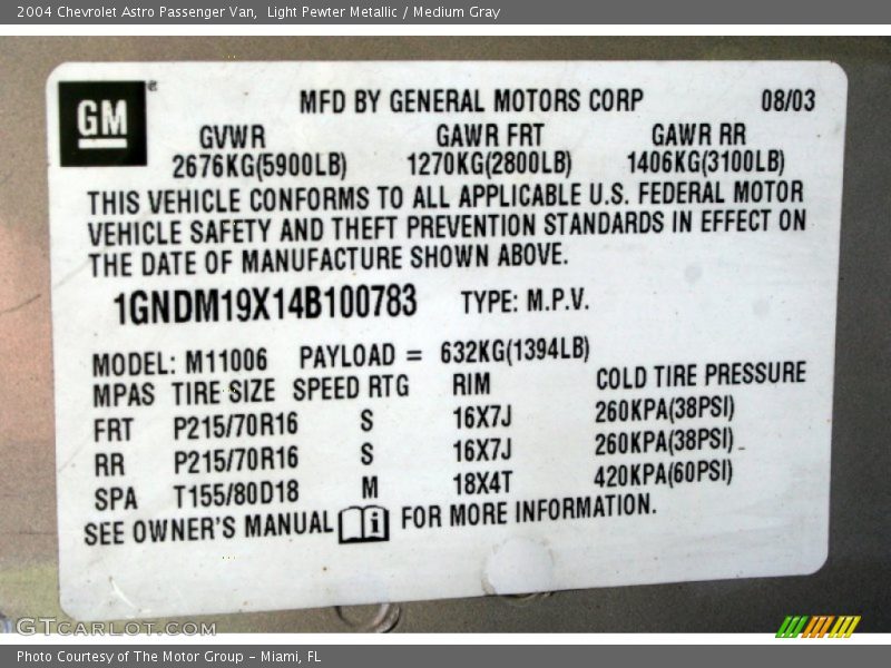 Light Pewter Metallic / Medium Gray 2004 Chevrolet Astro Passenger Van