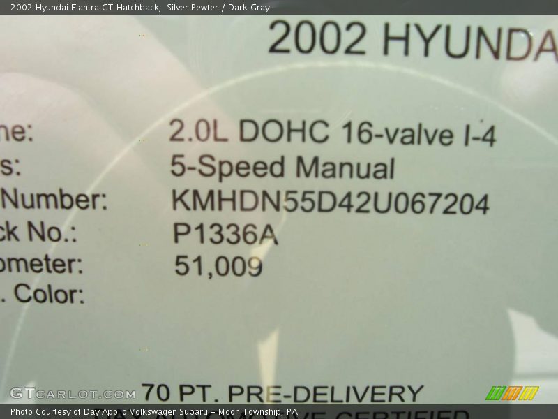 Silver Pewter / Dark Gray 2002 Hyundai Elantra GT Hatchback