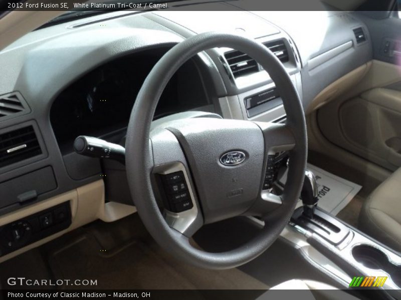 White Platinum Tri-Coat / Camel 2012 Ford Fusion SE