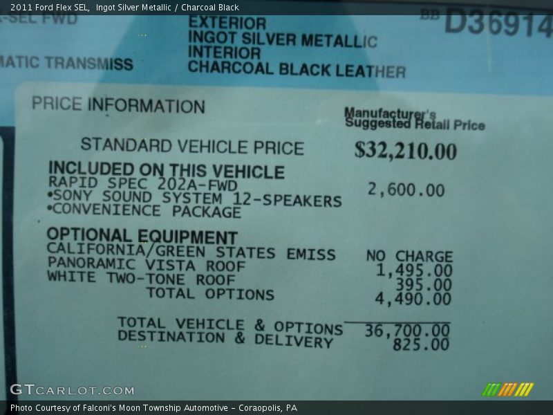  2011 Flex SEL Window Sticker